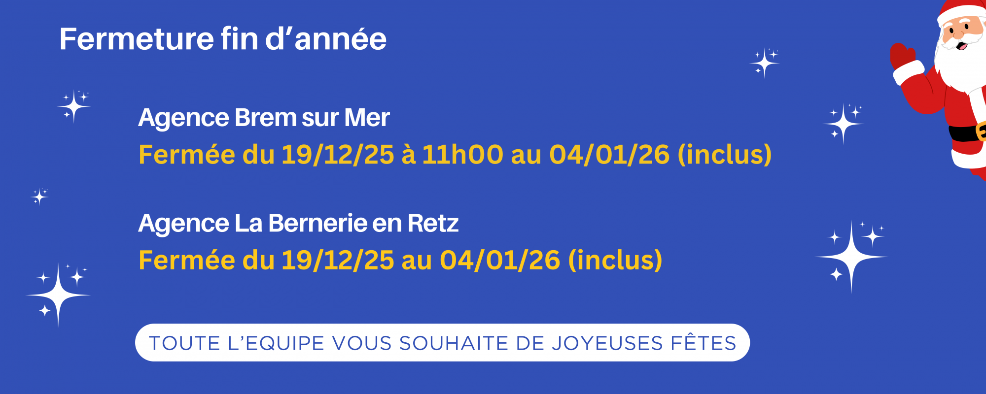 FERMETURE CONGES NOEL 2025