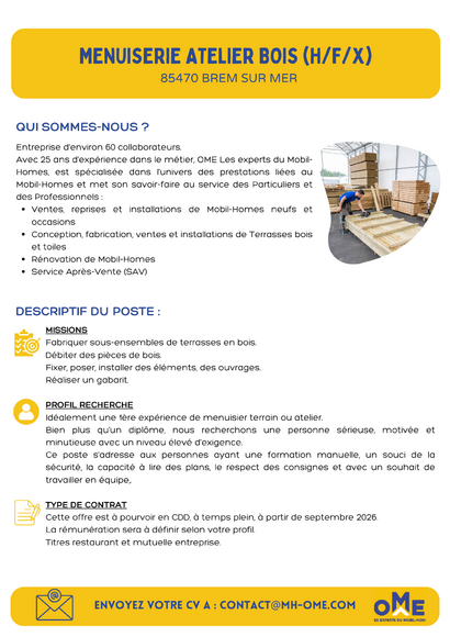 Offre d'emploi -ATELIER TERRASSE SEPT 2026