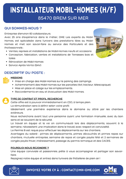 Recrutement Installateur mobil-homes